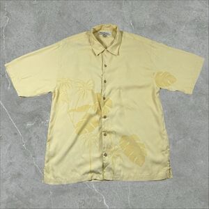 Tommy Bahama Shirt‎ Mens Large Yellow Hawaiian 100% Silk Regular Fit Tropical